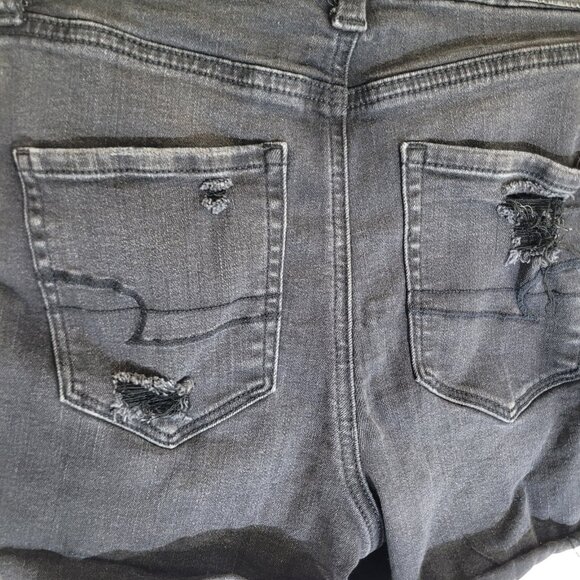 American Eagle Jean Shorts Womens 4 Curvy Super Hi Rise Shortie Denim Button Fly - Picture 8 of 9
